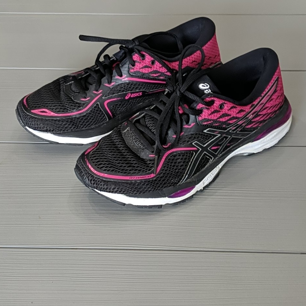 Asics Gel Cumulus 19 Women's Running Shoes Pink & Black & White Size 9